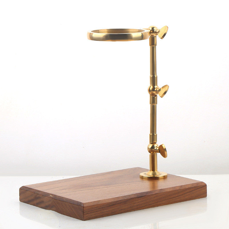 Bamboo Copper Coffee Drip Pour-over Mount Wooden Base Adjustable Height