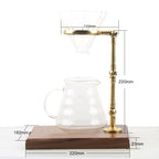 Bamboo Copper Coffee Drip Pour-over Mount Wooden Base Adjustable Height