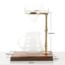 Bamboo Copper Coffee Drip Pour-over Mount Wooden Base Adjustable Height