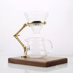 Bamboo Copper Coffee Drip Pour-over Mount Wooden Base Adjustable Height