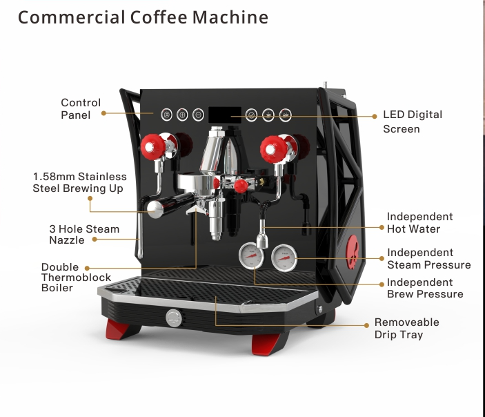 Italian 15 bar pump 2 groups semiprofessional commercial cappuccino espresso coffee maker