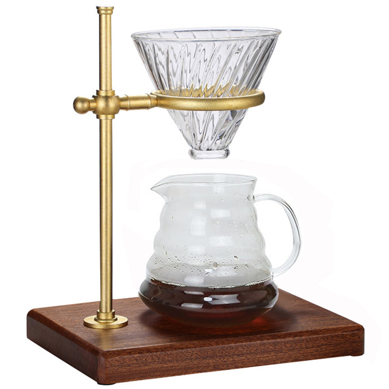 Japanese Drip Coffee Maker Set with Stainless Steel Stand 600ML Glass Carafe with Glass Coffee Dripper/Filter Drip Coffee Maker Set