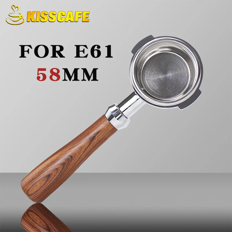 58MM Bottomless Portafilter For E61 EXPOBAR Gemilai Two Ears With 2 Cups Filter Basket Coffee Accessories Espresso Maker Barista