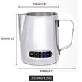 Stainless steel milk frothing pitcher with temperature display – 350ml