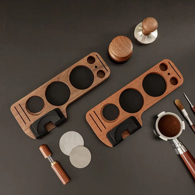 Coffee Tamper Mat Station Stand Portafilter Holder Support Base Rack Walnut Wood For 51MM 54MM 58MM Espresso Accessories Barista