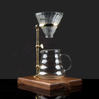 Bamboo Copper Coffee Drip Pour-over Mount Wooden Base Adjustable Height