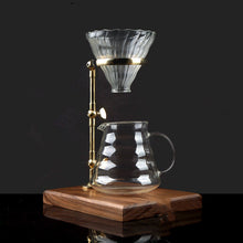 Bamboo Copper Coffee Drip Pour-over Mount Wooden Base Adjustable Height