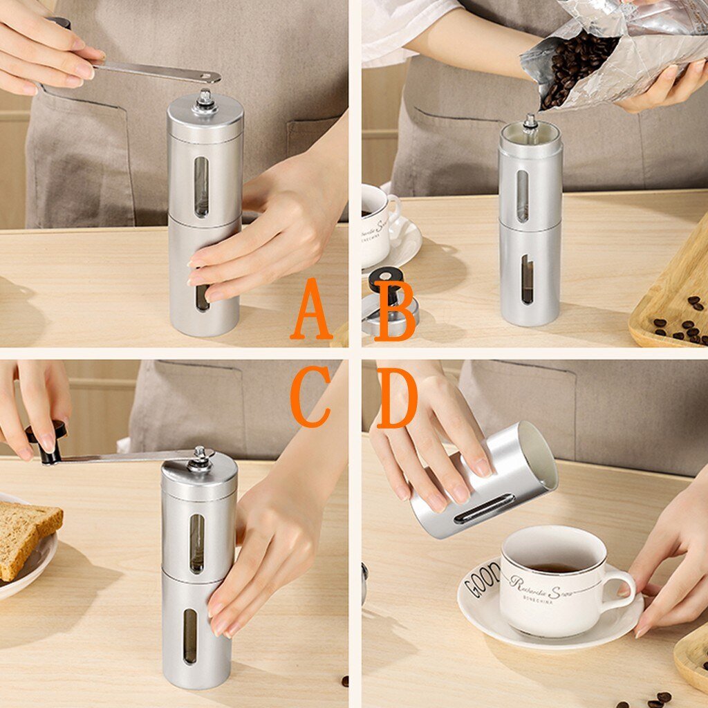 Portable Coffee Grinder Stainless Steel Adjustable Handheld Coffee Grinder Cocoa Bean Mill Manual Coffee Grinder#0826g30