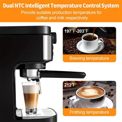 Steam Espresso Machine, Automatic setting of coffee volume, 900ml water tank,1700W, for Home Barista, 3 in 1.
